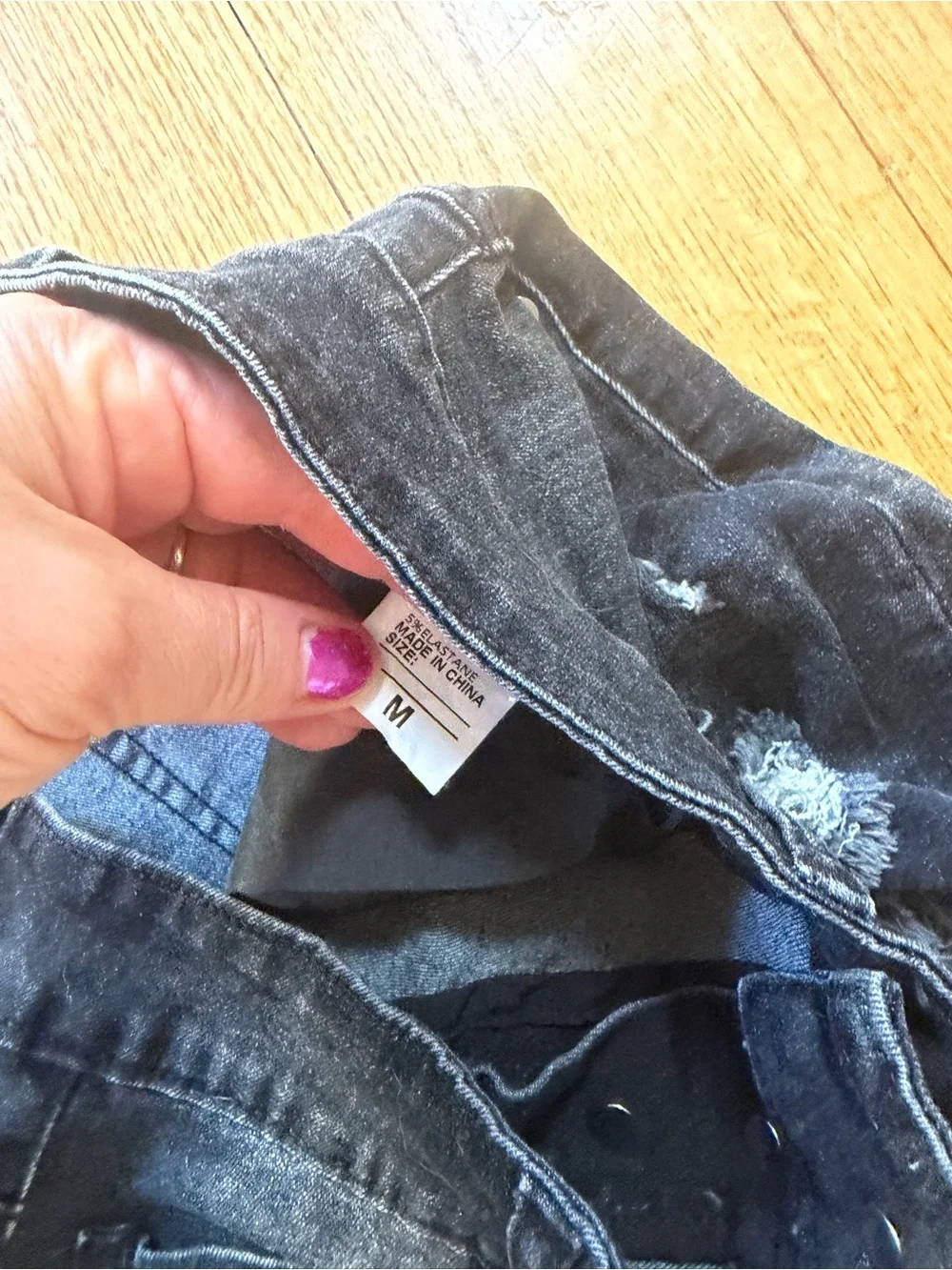 Distressed  Black Denim Shorts